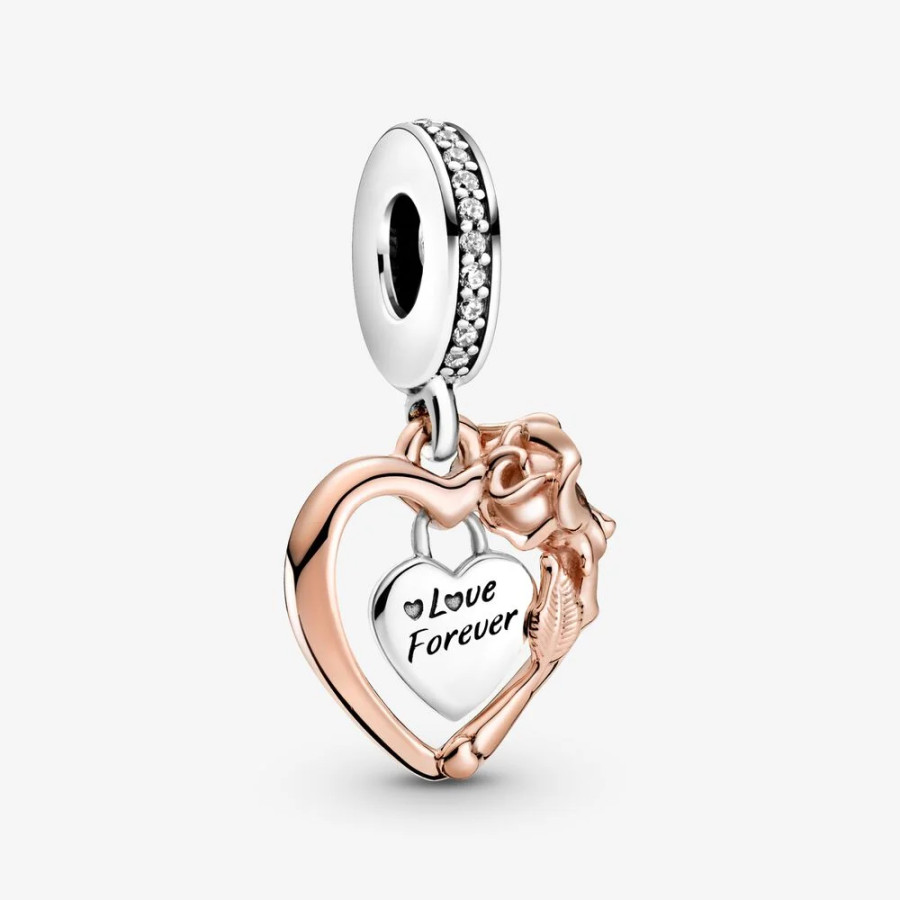 Pandora - Charm pendente Cuore e rosa 789290C01